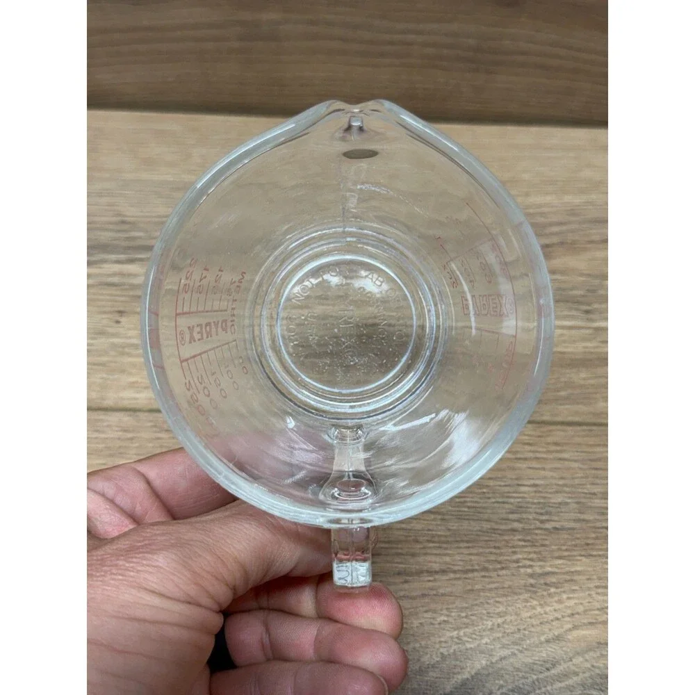 PYREX #508 Small Red Letter Glass Measuring Cup D Handle 8oz 1 Cup - Vintage